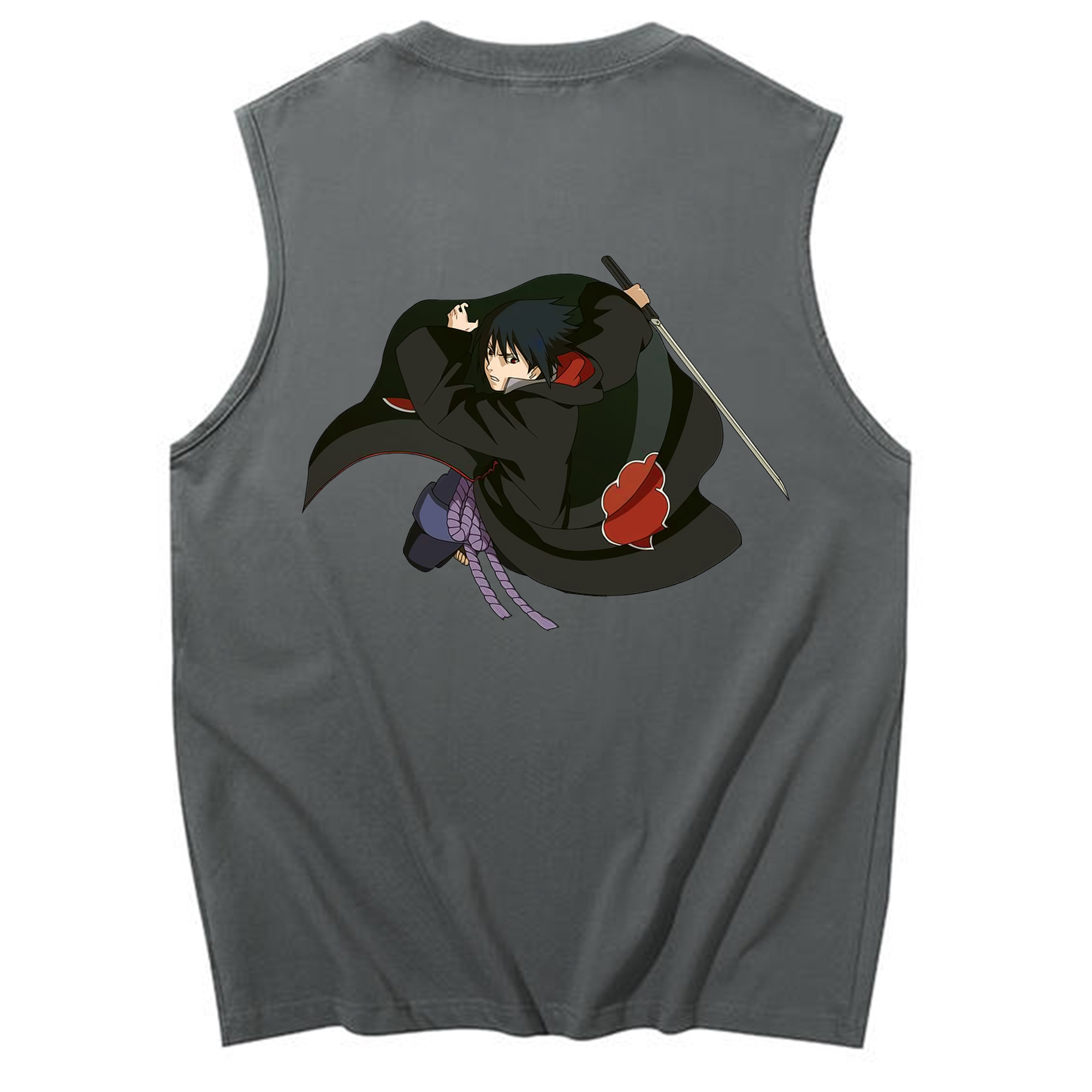 （画像用） NARUTO -ナルト- うちは サスケ Uchiha Sasuke コットン100％タンクトップ（背面プリント）